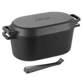 VEVOR - Enameled Cast Iron Dutch Oven,3.5 Quart Pot with Lid and Dual Handles,Heavy-Duty Durable,Induction Compatible up to 500℉ - Black