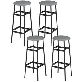 Gymax - Bar Stools Set of 4 w/ Sturdy Metal Frame and Footrest for Kitchen Island Black - Gray