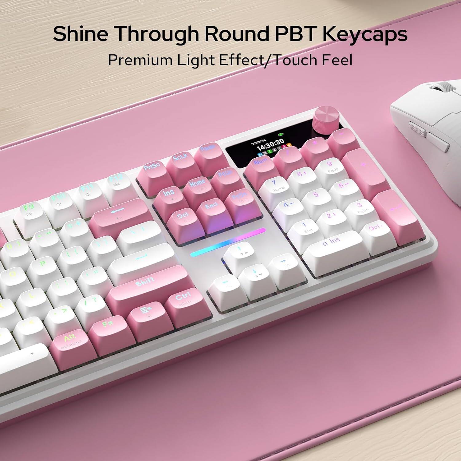 Shine Through Round PBT Keycaps Premium Light Effect/Touch Feel

2025/03/08 14:30:30 g Pousin ScLk Num PrtSc 9 PgDn 8 PgUp F12 Home 7 de 6- F11 Ins Home F10 Police 5 F9 Encl 4- Del 21 00 1 End / 0 Ins 0 I ( P 0 II : Shift L Ctrl ? option V Alt command

3 PgDn Del