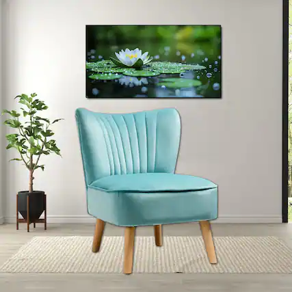 Front. Hivvago - Contemporary Velvet Upholstered Armless Chair with Solid Wood Legs - Green.