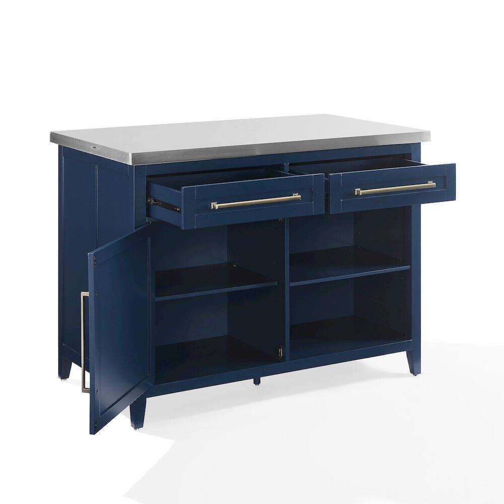 Alt View 2. Crosley Furniture - Silvia Stainless Steel Top Kitchen Island - Navy.