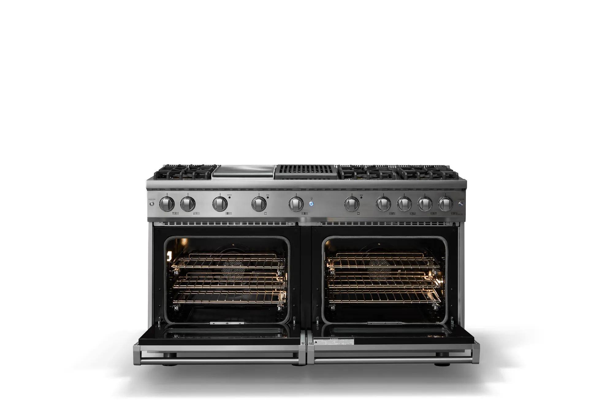 Alt View 1. Viking - 60"W. Pro5S  8.0 Cu. Ft. Freestanding Sealed 6 Burner LP Gas Convection Range/Double Oven-Stainless Steel - Stainless Steel.
