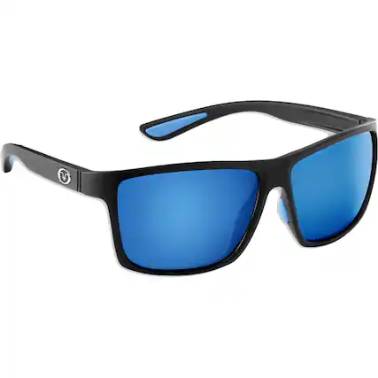 Front. Flying Fisherman - Flying Fisherman Baysider Sunglasses - Matte Black/Smoke Blue Mirror - Matte Black/Smoke Blue Mirror.