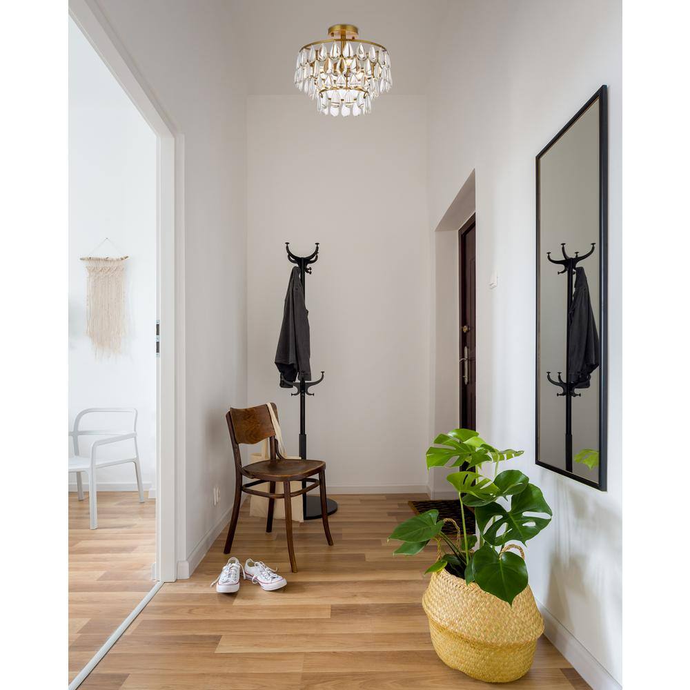 Left. Elegant Lighting - Mila 14 inch flush mount in brass - Brass.
