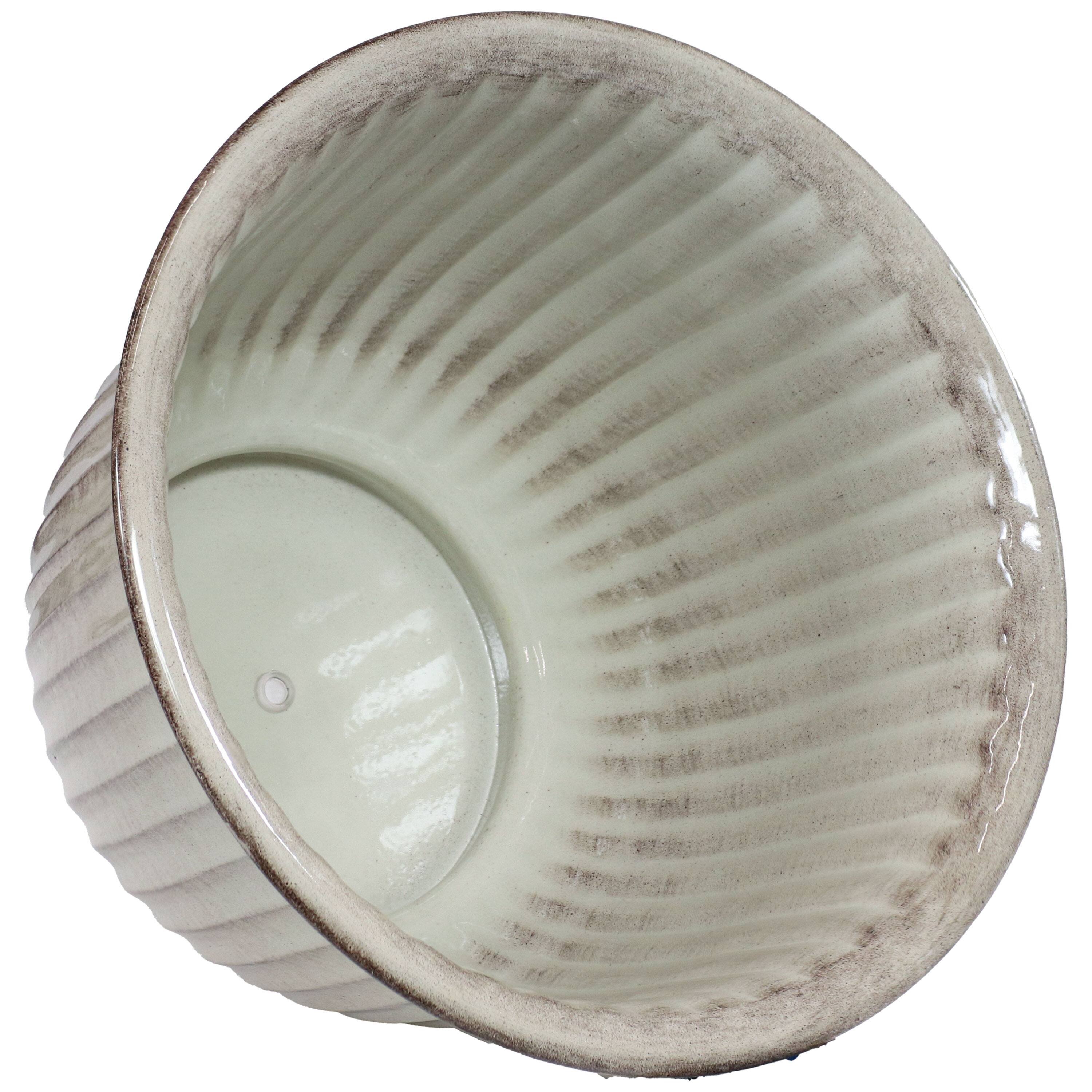 Alt View 4. Sunnydaze - Carlotta Metal Planter - 14.75 in - Set of 4 - White Glaze.