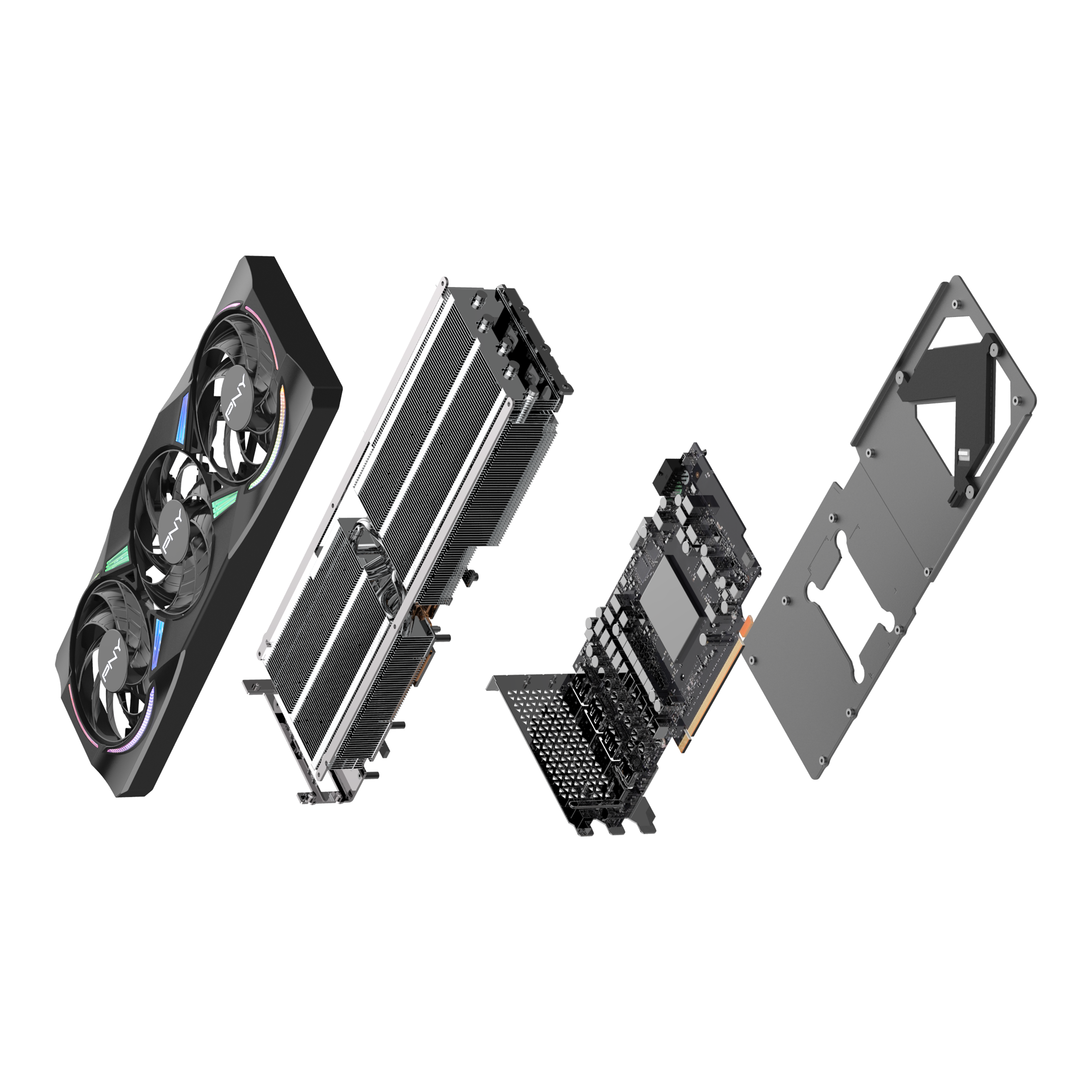 Alt View 4. PNY - GeForce RTX 5070 Ti 16GB ARGB OC GDDR7 PCI Express 5.0 Graphics Card with Triple Fan - Black.