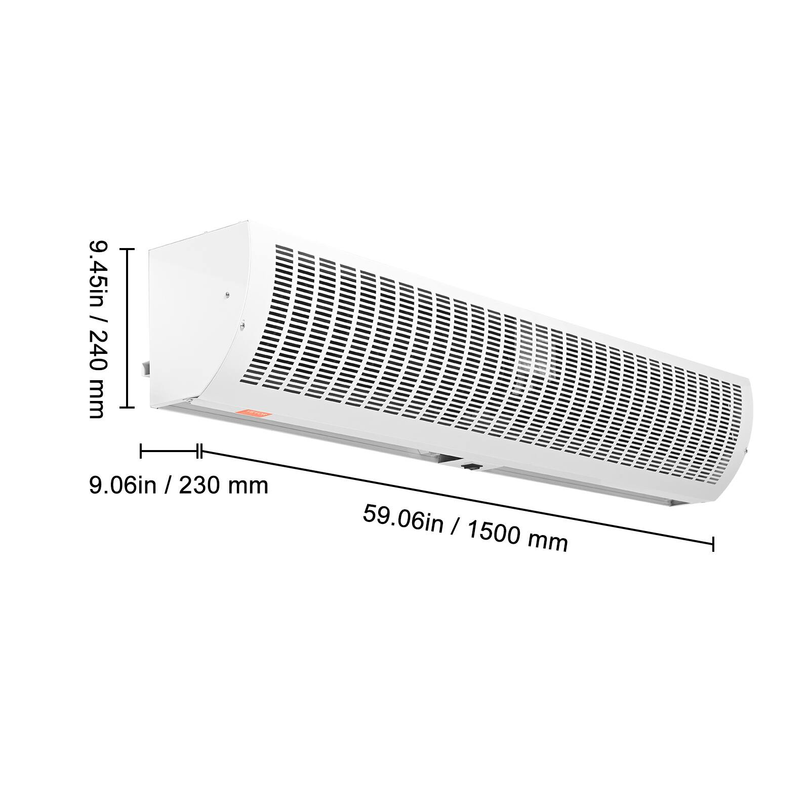 9.45in / 240 mm  
9.06in / 230 mm  
59.06in / 1500 mm