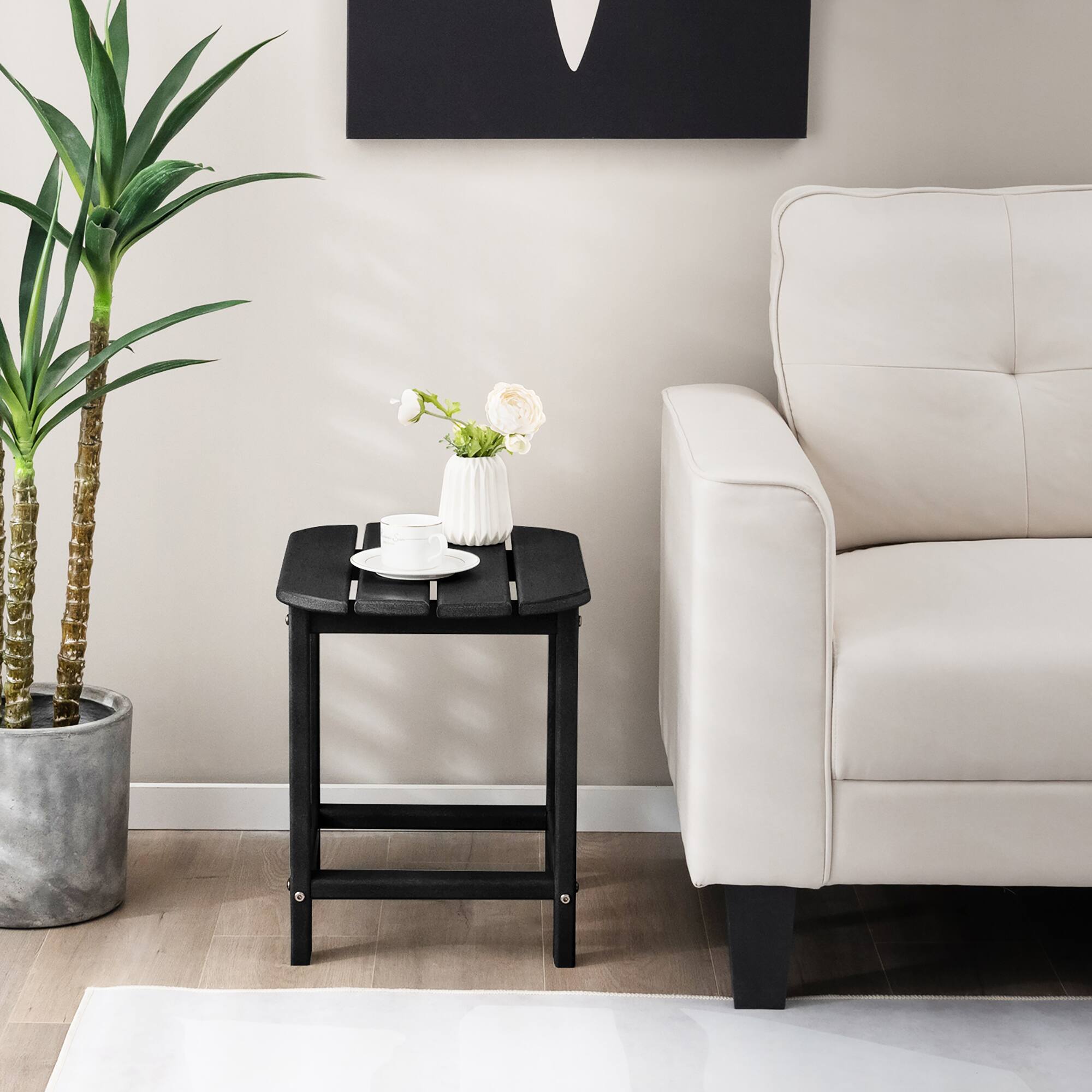 Alt View 4. Costway - Costway 18" Patio Adirondack Side Table Weather Resistant HDPE Garden Black - Black.