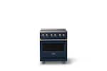 Front. Viking - 30 in. Wide 4 Elements Pro 5 Series 4.7 Cu.Ft. Freestanding Electric Convection Range - Slate Blue w. Brushed Brass Trim - Slate Blue.