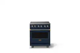 Viking - 30 in. Wide 4 Elements Pro 5 Series 4.7 Cu.Ft. Freestanding Electric Convection Range - w. Brushed Brass Trim - Slate Blue