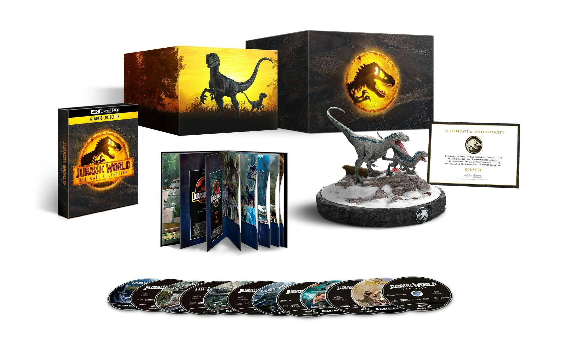 Back. Jurassic World Ultimate Collection Premium Gift Set (Includes Limited Edition Velociraptor Statue) [UHD].