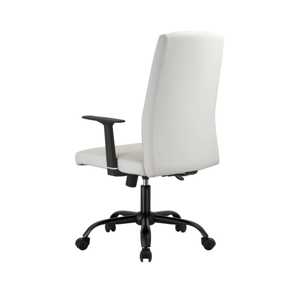 Alt View 2. LeisureMod - Evander Leather Office Chair Aluminum Frame with Adjustable Height, Swivel, Ergonomic Desk Chair - White.