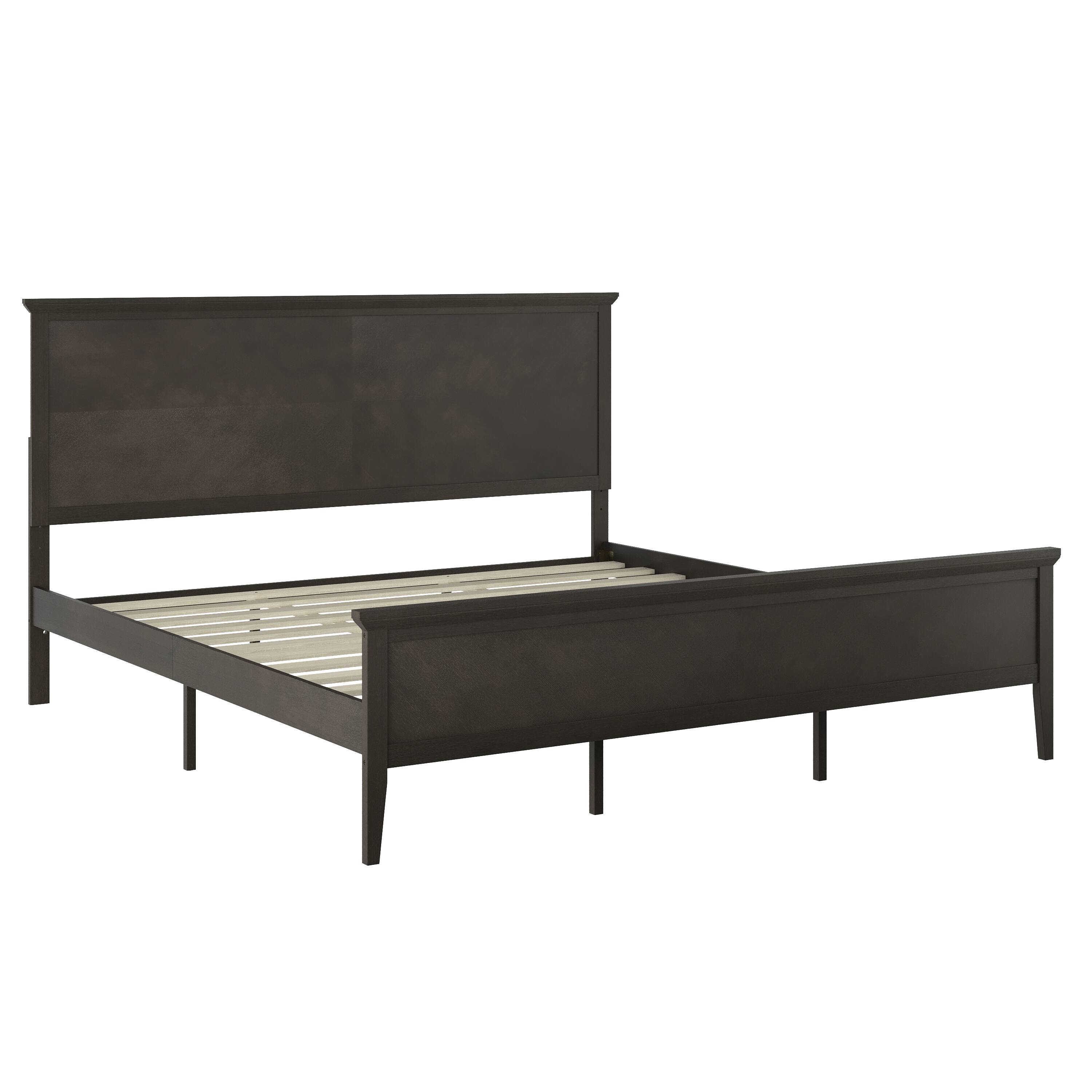 Front. Flash Furniture - Fiona Dark Gray King Size Solid Wood Platform Bed Frame with Headboard, Footboard, and Slatted Bottom - Gray.