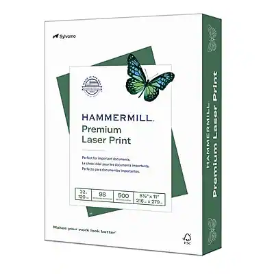 Sure, here is the corrected and grouped text:
---
**Sylvamo**
**HAMMERMILL Premium Laser Print**
**Perfect for important documents**
- La thois iddal pour les importants
- Perfects para documentos importantes
**32**
**120 g/m²**
**500 sheets**
**8½ x 11" (216 x 279 mm)**
**Makes your work look better**
**FSC Certified**
---
**HAMMERMILL Premium Laser Print**
**Perfect for important documents**
- La thois iddal pour les importants
- Perfects para documentos importantes
**32**
**120 g/m²**
**500 sheets**
**8½ x 11" (216 x 279 mm)**
**Makes your work look better**
**FSC Certified**
