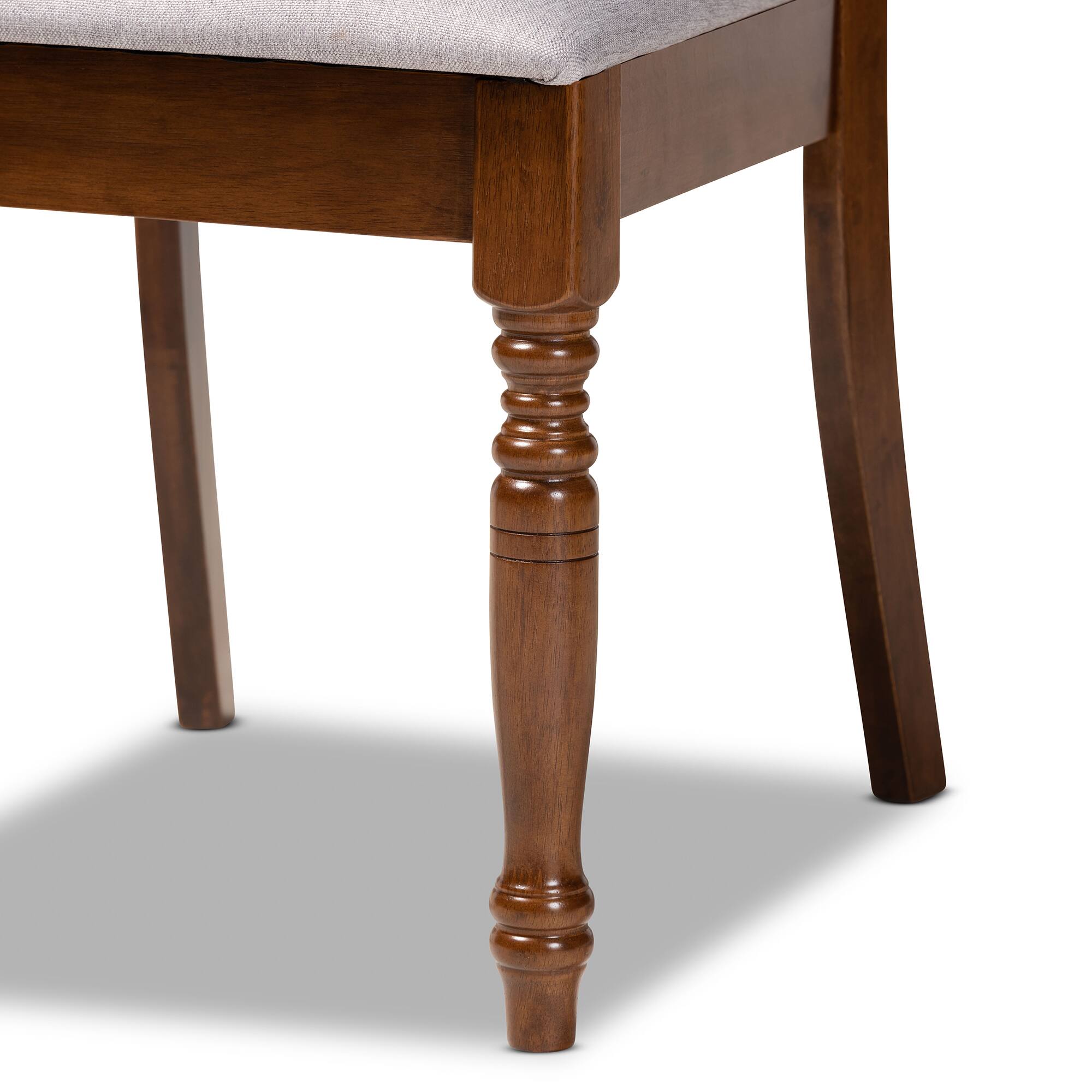 Back. Baxton Studio - Lucie Modern Fabric Upholstered and Finished Wood 4-Piece Dining Chair Set - Grey/Walnut.