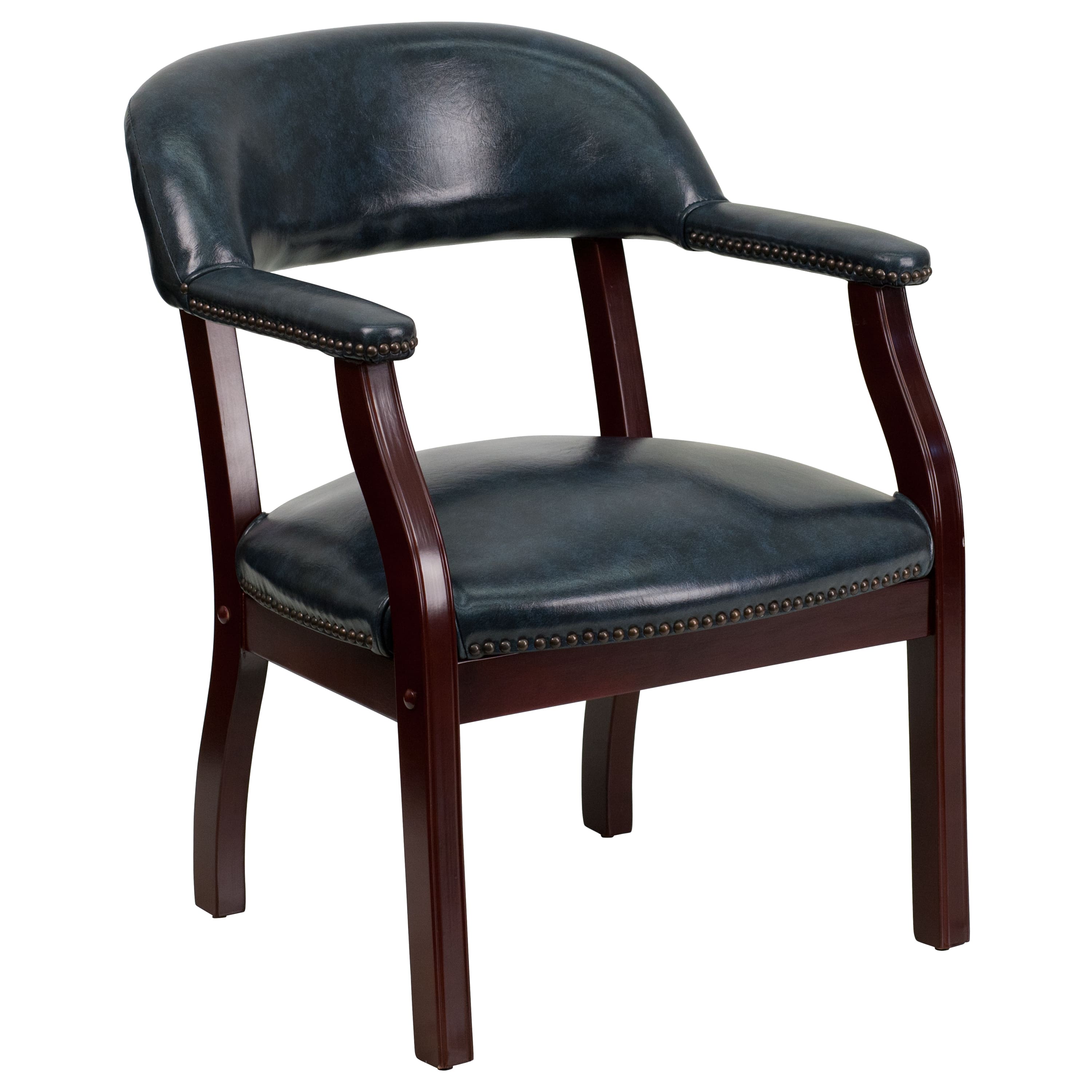 Emma + Oliver - Conference Chair with Accent Nail Trim - Navy Vinyl