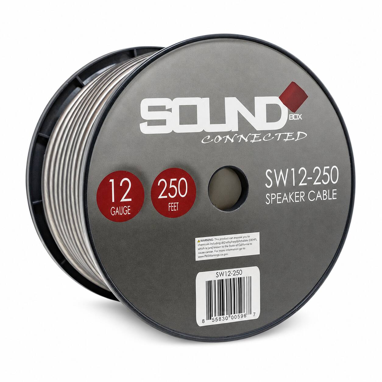 SOUND BOX CONNECTED 12 GAUGE 250 FEET SW12-250 SPEAKER CABLE

WARNING: This product can expose you to chemicals including di(2-ethylhexyl)phthalate (DEHP), which is known to the State of California to cause cancer. For more information go to www.P65Warnings.ca.gov. SW12-250

00596 7 8 55830
