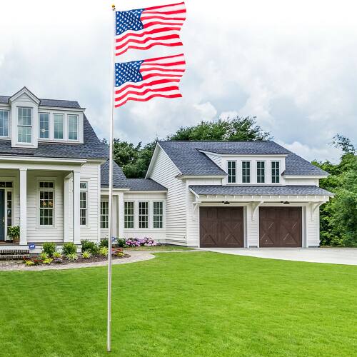 Alt View 4. Winado - 20FT Sectional Aluminum Flag Pole Kit with 3x5 Flag, Golden Ball Flagpole Topper for Outdoor Yard Garden Residential - Sliver.