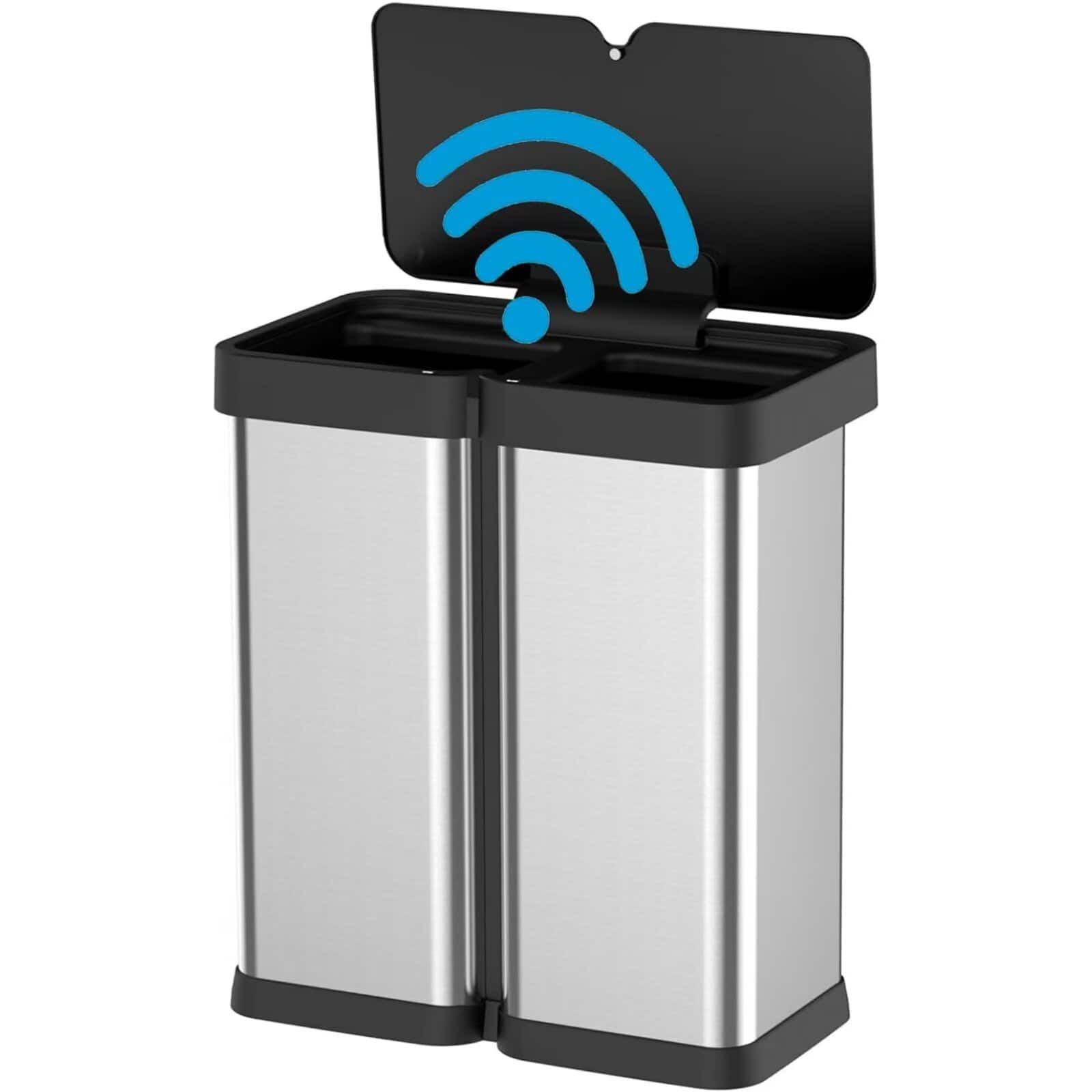 Acekool - Stainless Steel Waste Bin Automatic Motion Sensor Trash Can 16 Gallonfor Bathroom Bedroom Kitchen