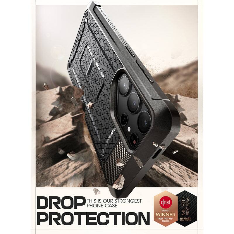 DROP  
THIS IS OUR STRONGEST PHONE CASE  
PROTECTION  

cnet  
WINNER  
MOST TOTAL FEET DROPPED  

MIL-STD-810G-516.6  
MILITARY DROP TESTED