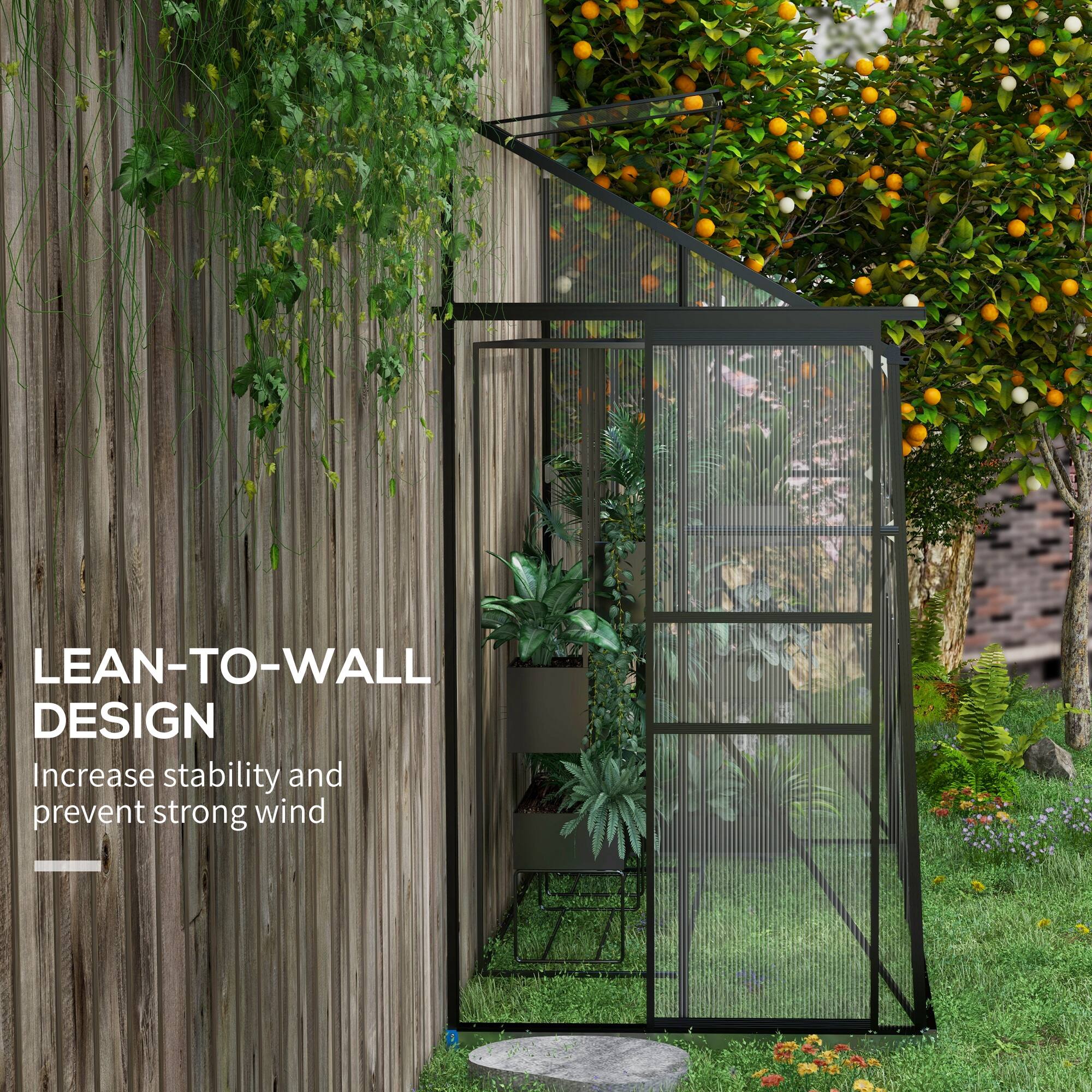 LEAN-TO-WALL DESIGN  
Increase stability and prevent strong wind