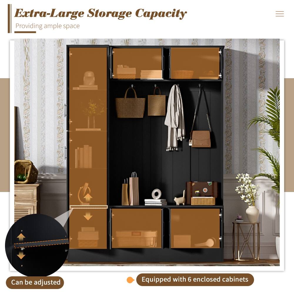 Extra-Large Storage Capacity  
Providing ample space  

Can be adjusted  

Equipped with 6 enclosed cabinets