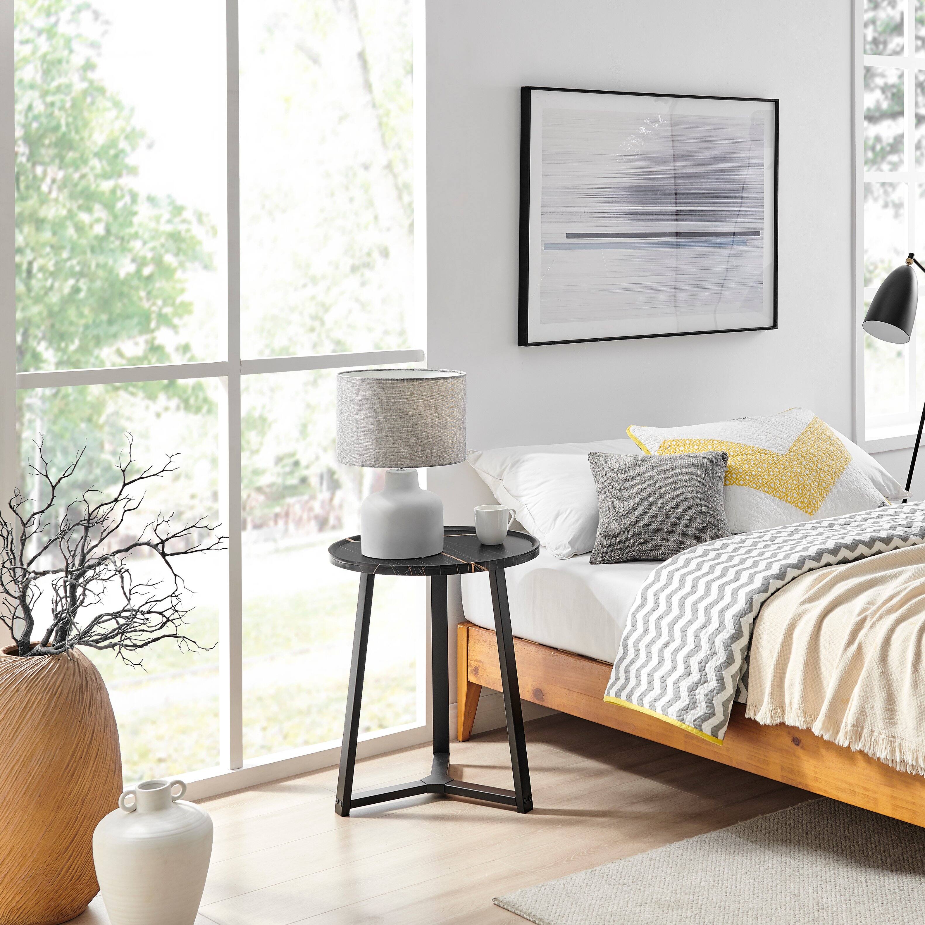 Alt View 5. Danya B - Harper Round Side Accent Table - Black Marble/Black - Black Marble/Black.