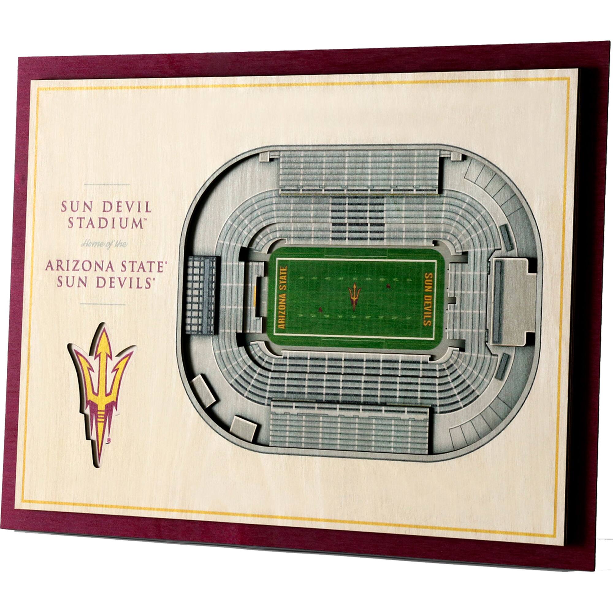YouTheFan - Arizona State Sun Devils 17'' x 13'' 5-Layer StadiumViews 3D Wall Art - Brown