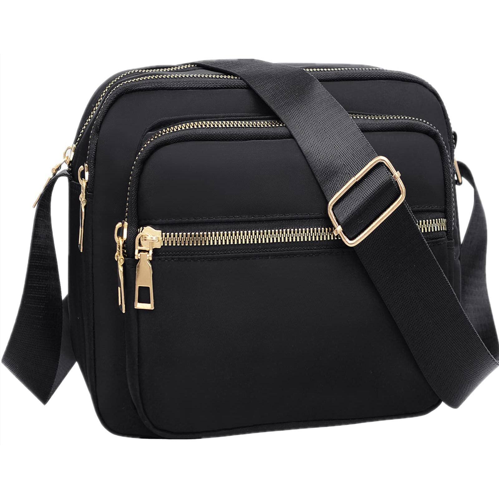 Front. Live At Space - Nylon Crossbody Bags For Women Purses And Handbags Women's Casual Messenger Bag Waterproof Black Purse Beautifully - Bright Black.