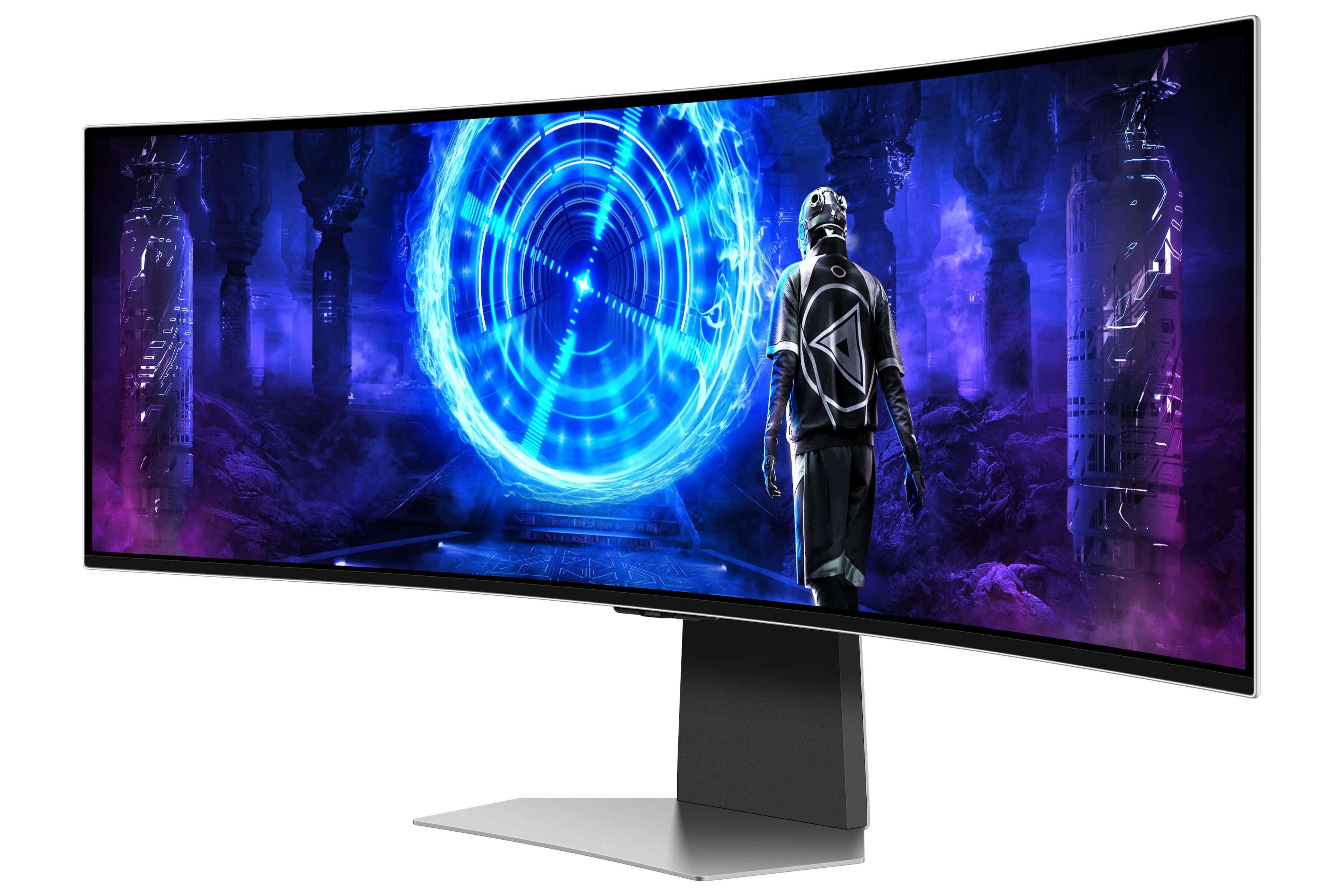 Alt View 13. Samsung - 49" Odyssey OLED G9 Curved Dual-QHD 240Hz FreeSync Prem Pro and G-Sync Compatible Smart Glare Free Gaming Monitor - Silver.