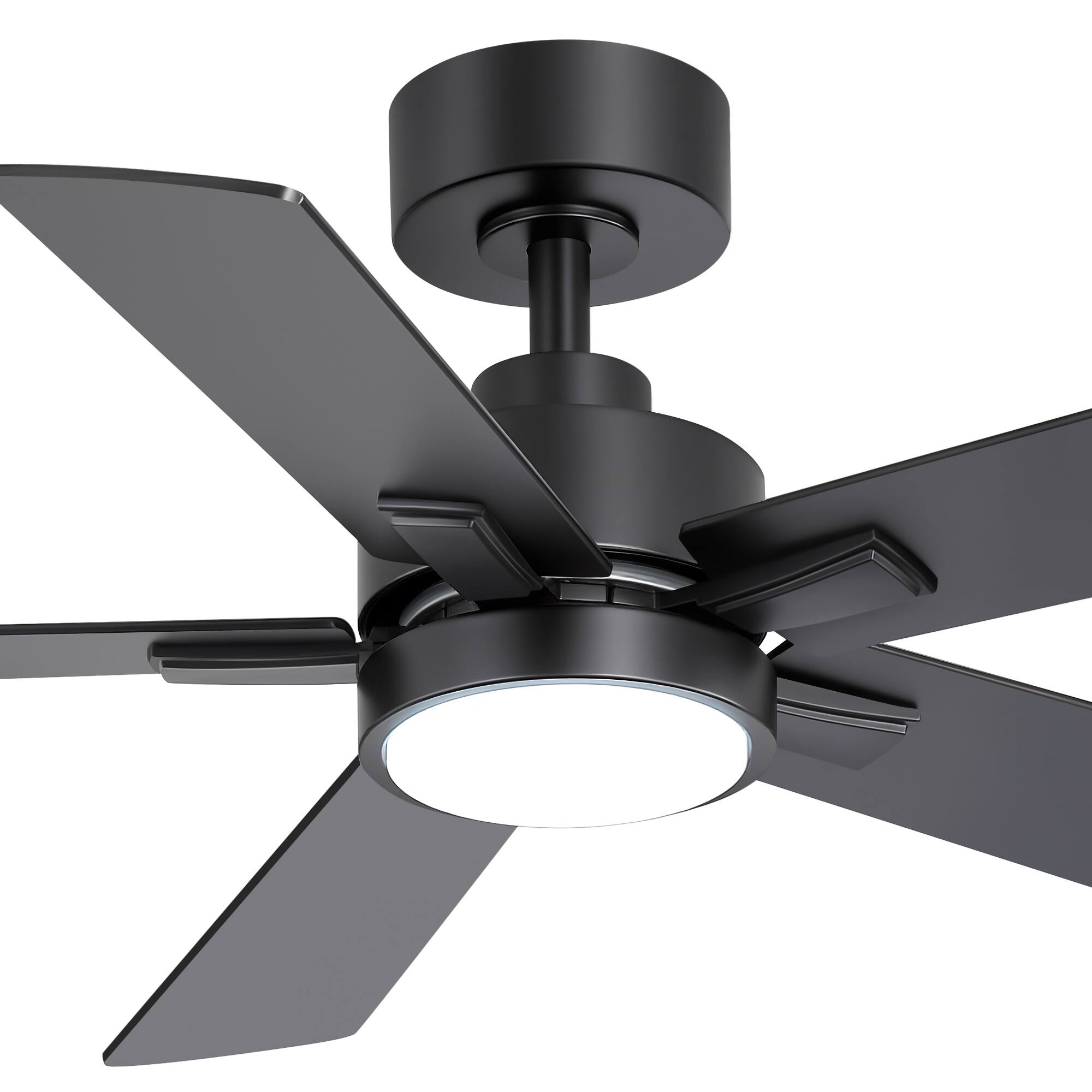 Alt View 8. Breezary - 42-Inch Ceiling Fan with LED Light, 5 MDF Blades, DC Motor, 6-Speed Remote, 1/4h Timer, Tri-Color Dimmable, Acrylic Shad - Matte Black.