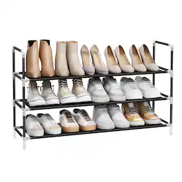 Songmics Home - 3-Tier Shoe Rack – Space-Saving Shoe Storage for Hallway and Closet in Black - 0