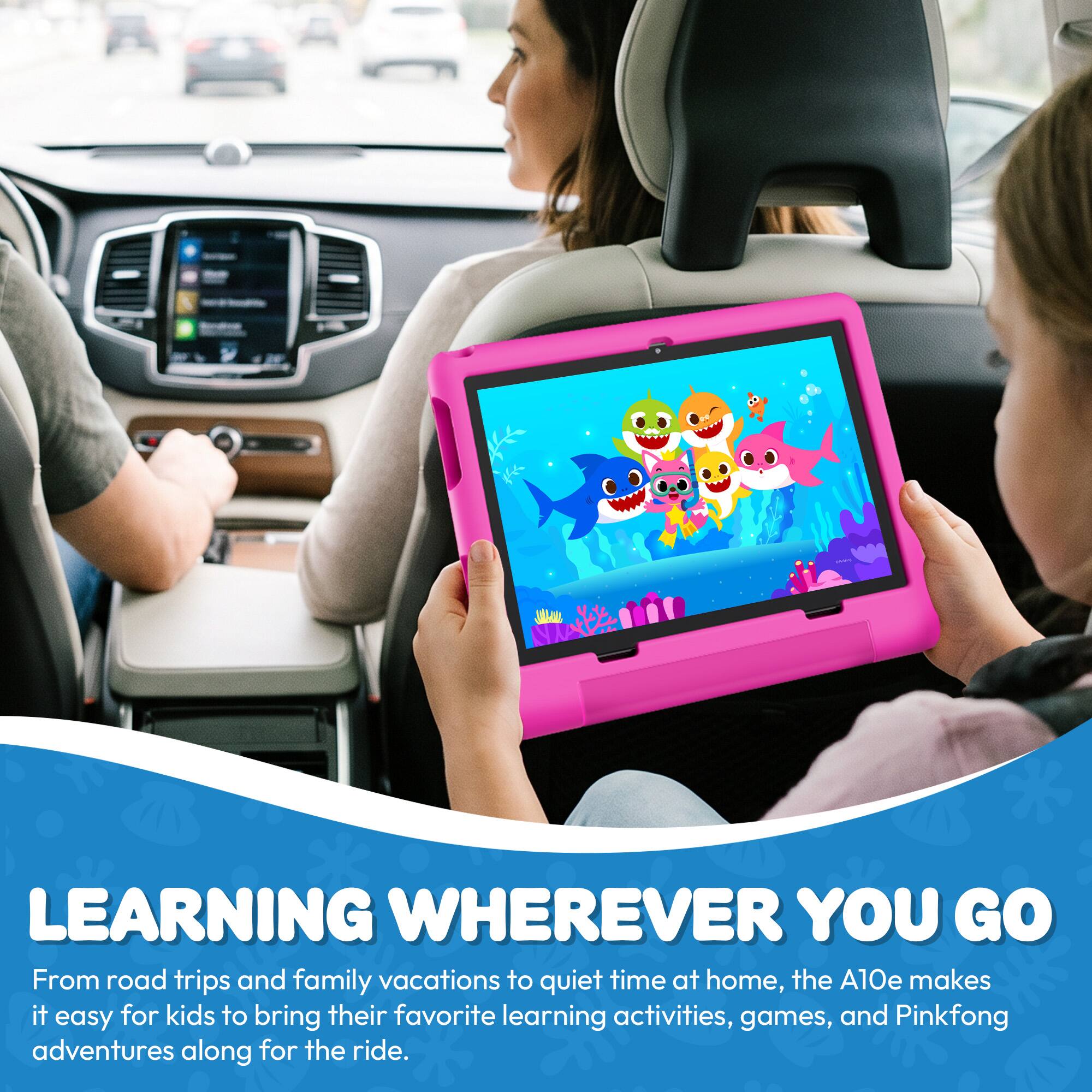 LEARNING WHEREVER YOU GO

From road trips and family vacations to quiet time at home, the A10e makes it easy for kids to bring their favorite learning activities, games, and Pinkfong adventures along for the ride.