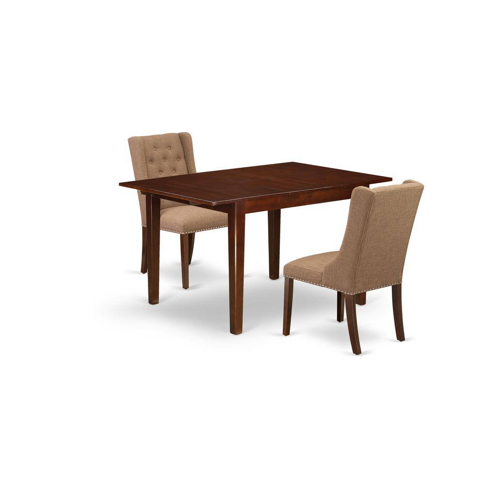 Left. East West Furniture - East West Furniture MLFO3-MAH-47 3Pc Kitchen Dining Set Includes 1 Butterfly Leaf Rectangular Dining Table and 2 Light - Mahogany.