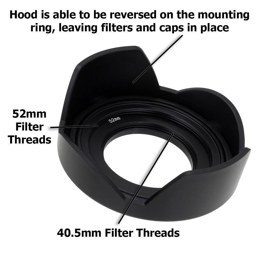 Fotodiox Reversible Lens Hood Kit with Cap for Sony E PZ 16 50mm