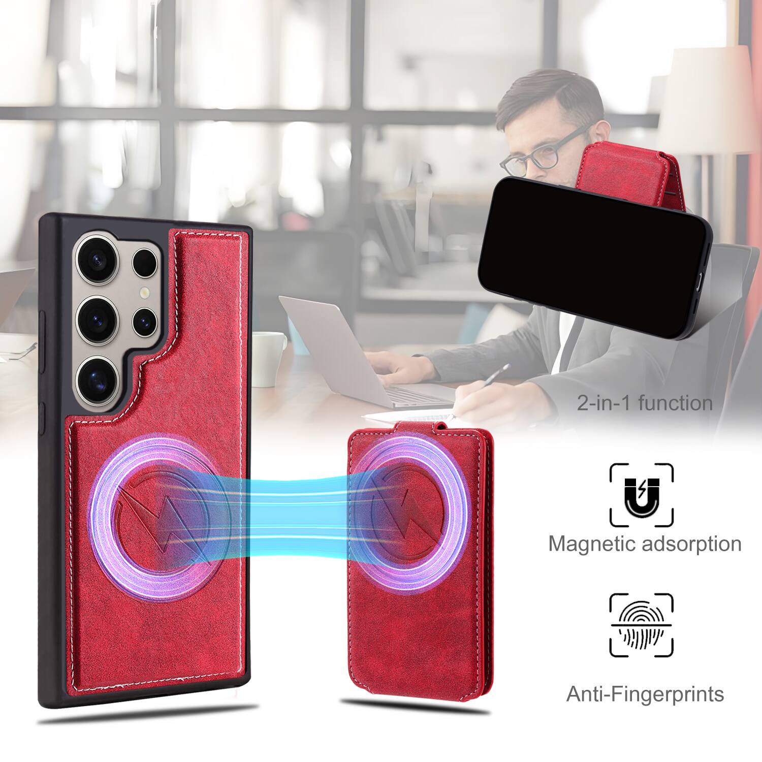 2-in-1 function  
Magnetic adsorption  
Anti-Fingerprints