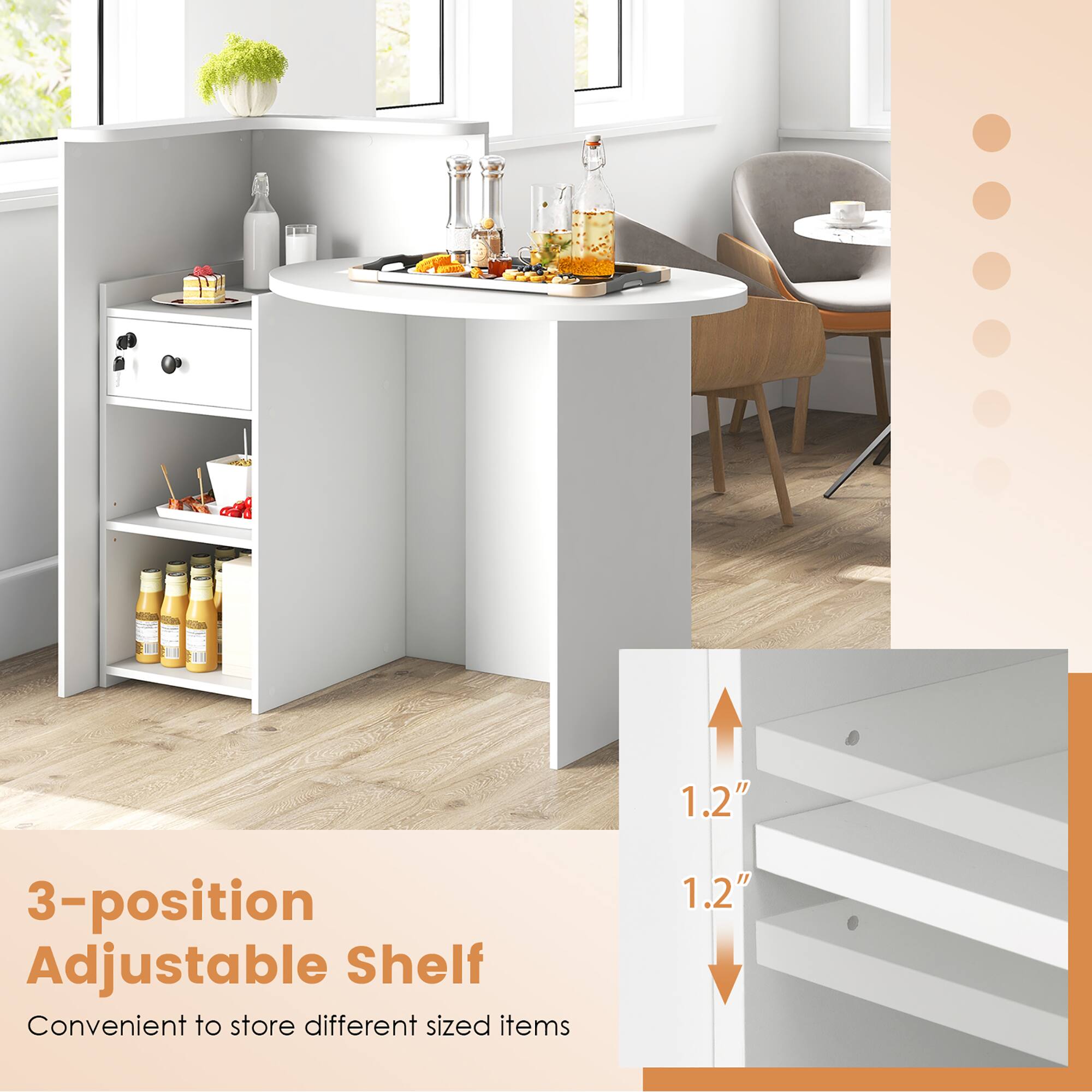 3-position Adjustable Shelf, 1.2", 1.2", Convenient to store different sized items