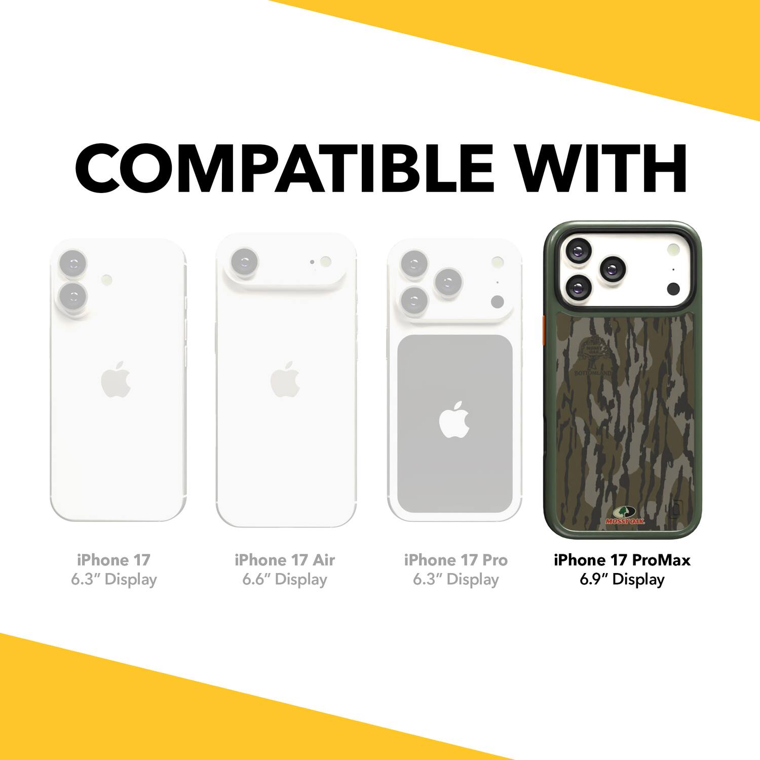 COMPATIBLE WITH

iPhone 17 6.3" Display  
iPhone 17 Air 6.6" Display  
iPhone 17 Pro 6.3" Display  
iPhone 17 ProMax 6.9" Display