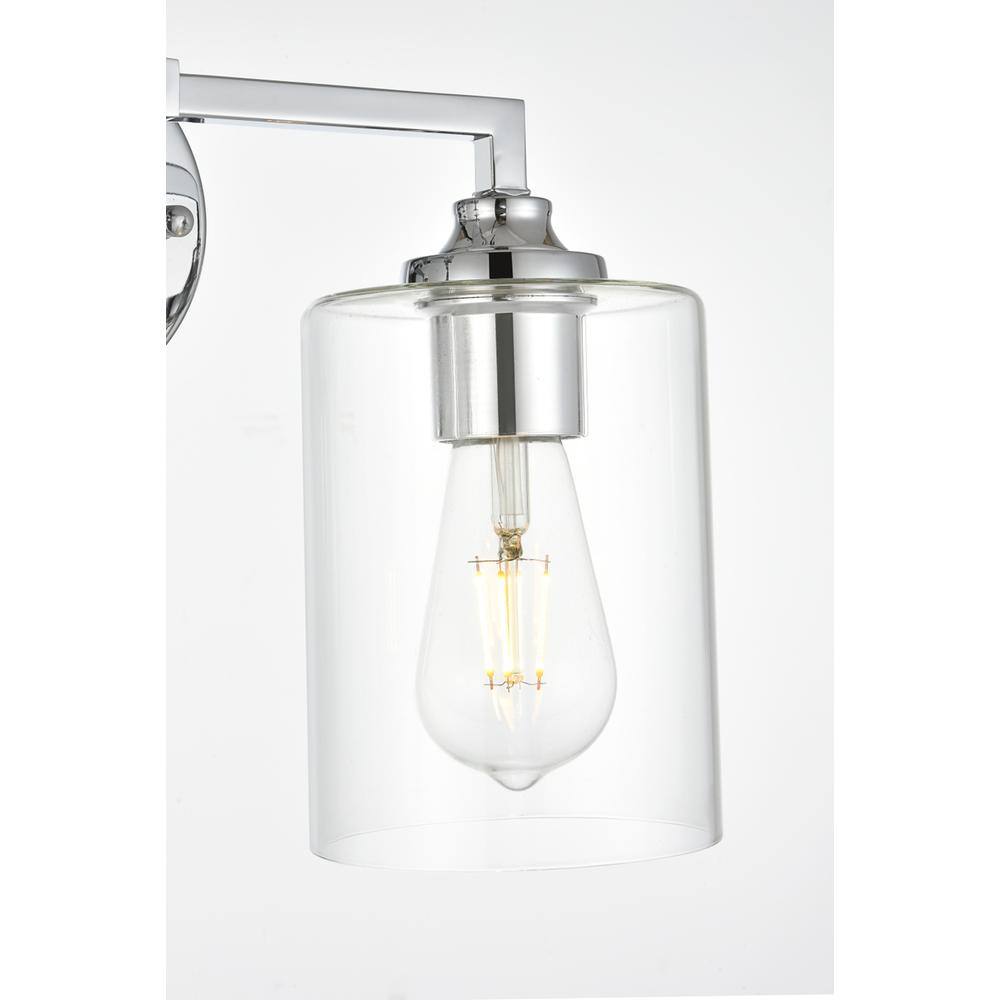 Alt View 3. Living District - Mayson 2 light Chrome and Clear Bath Sconce - Chrome And Clear.