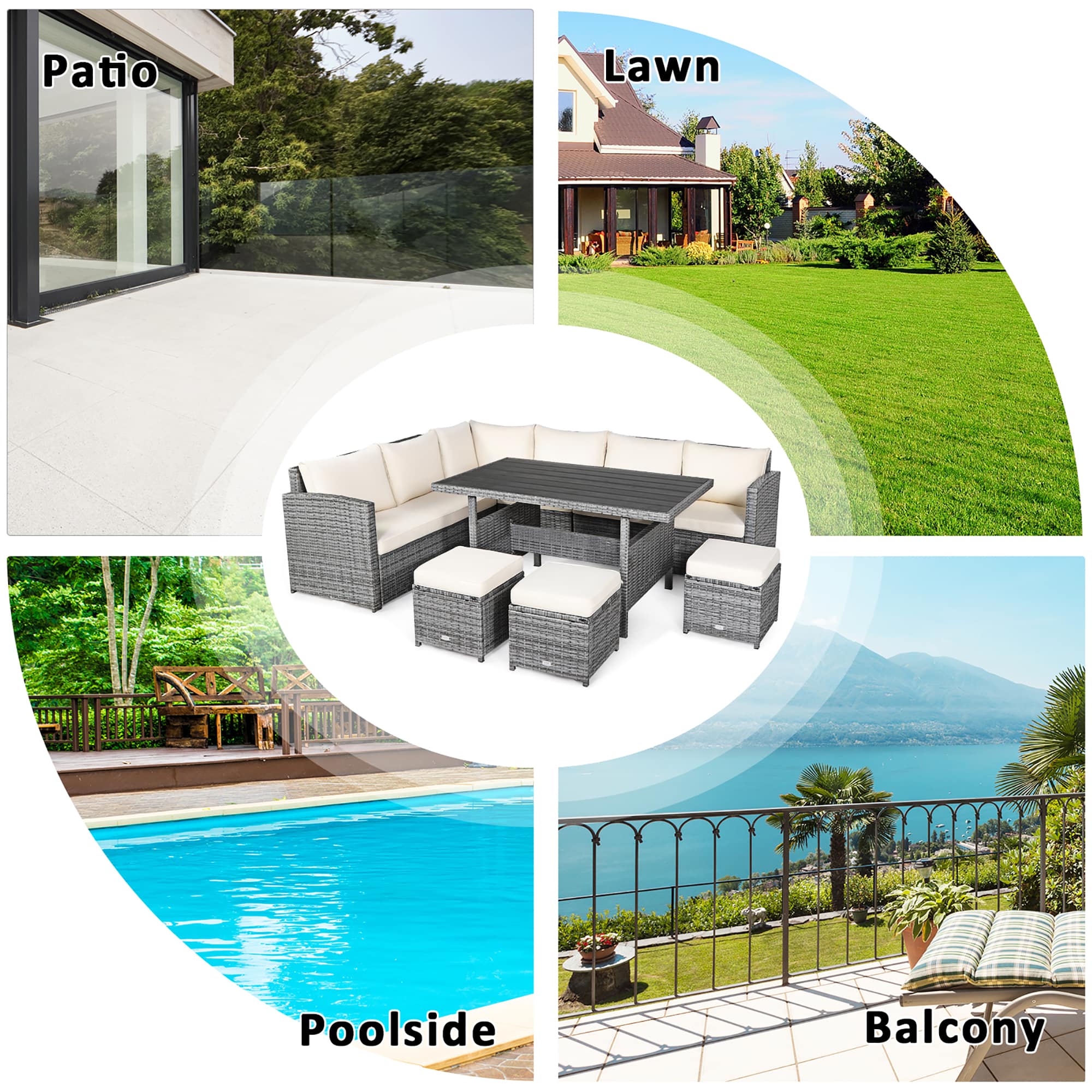 Patio, Lawn, Poolside, Balcony