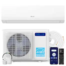 Della - Serena 9000 BTU 230V Mini Split AC with Heat Pump, Cools up to 400 Square Feet - White