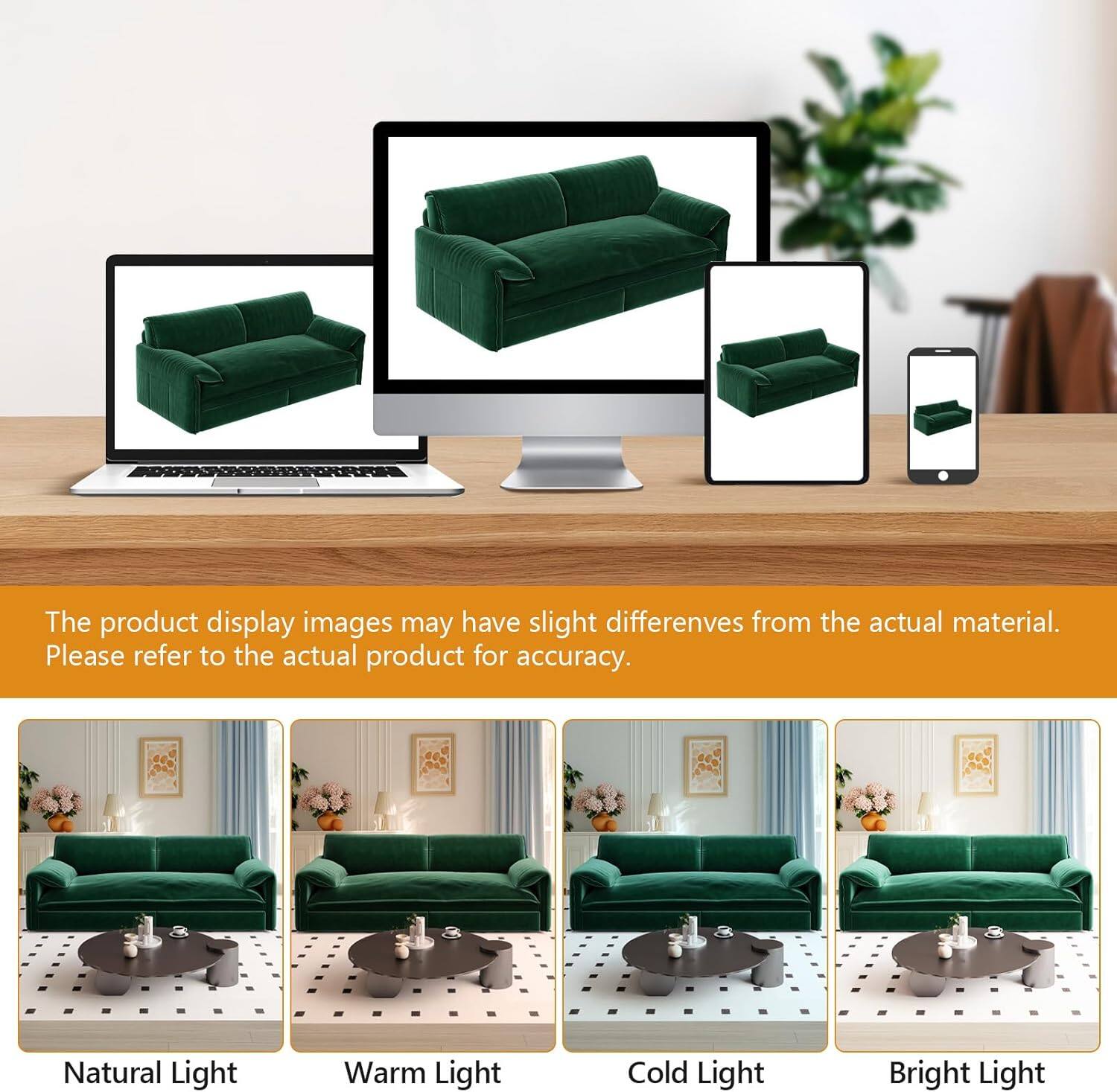 The product display images may have slight differences from the actual material. Please refer to the actual product for accuracy.

Natural Light  
Warm Light  
Cold Light  
Bright Light