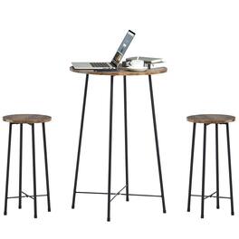 Vecelo - 3-Piece Pub Table Set - Counter Height Table & 2 Stools,Breakfast & Table for Small Spaces, Compact Bistro Set - Coffee