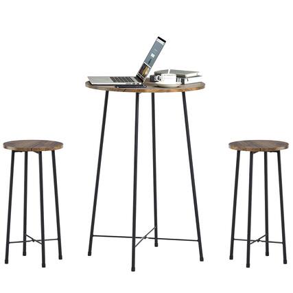 Front. Vecelo - 3-Piece Pub Table Set - Counter Height Table & 2 Stools,Breakfast & Coffee Table for Small Spaces, Compact Bistro Set - Coffee.