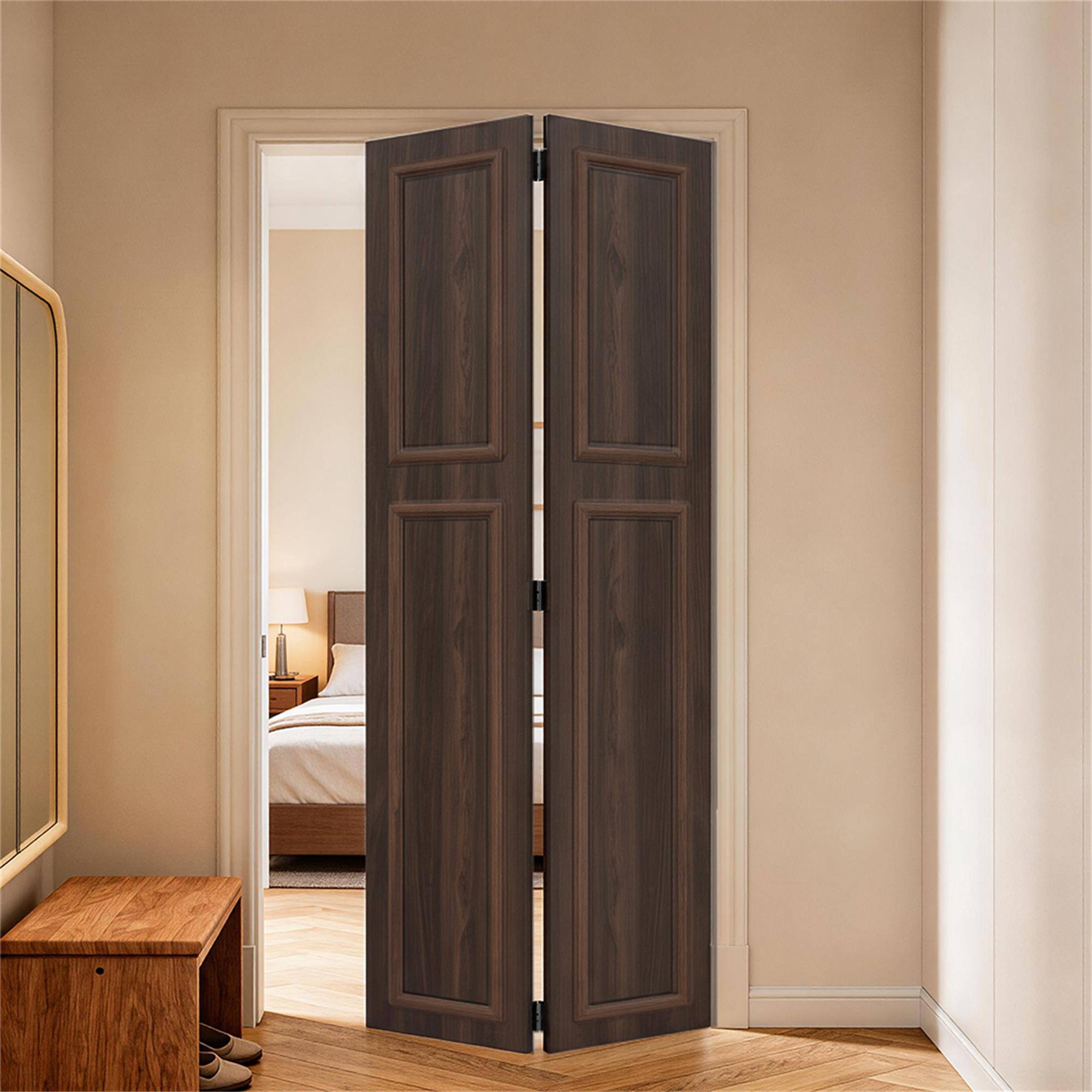 Alt View 3. Boyel Living - Antique brown Modern 2-Panel Barn Sliding Door 24-in L x 0.75-in W x 84-in H with Hardware Kit - Antique brown.