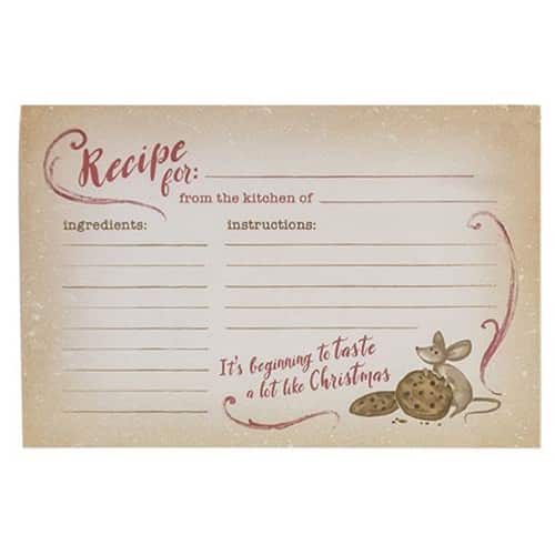BreeBe - 24/Pkg Mouse Christmas Recipe Cards - Multi