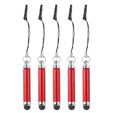 Front. Unique Bargains - 5pcs Metallic Stylus Pen Retractable Aluminum Alloy Mini Capacitive Pens for Universal All Touch Screen Devices - Red.