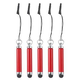 Unique Bargains - 5pcs Metallic Stylus Pen Retractable Aluminum Alloy Mini Capacitive Pens for Universal All Touch Screen Devices - Red
