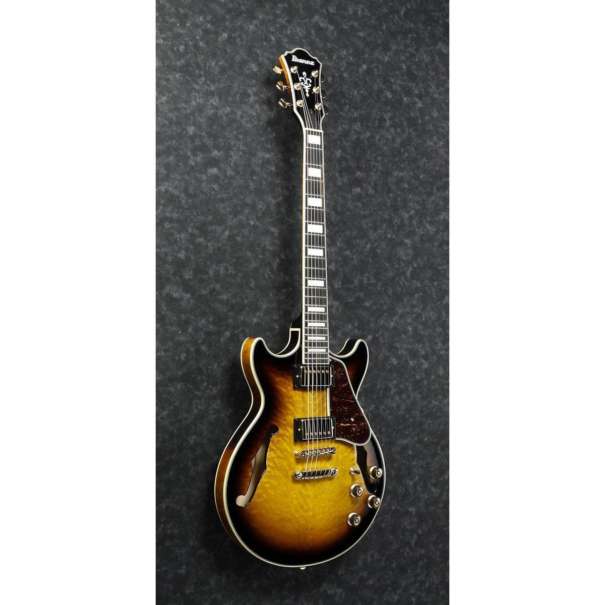 Alt View 4. Ibanez - Ibanez AM93QM Artcore Expressionist Electric Guitar, Antique Yellow Sunburst.