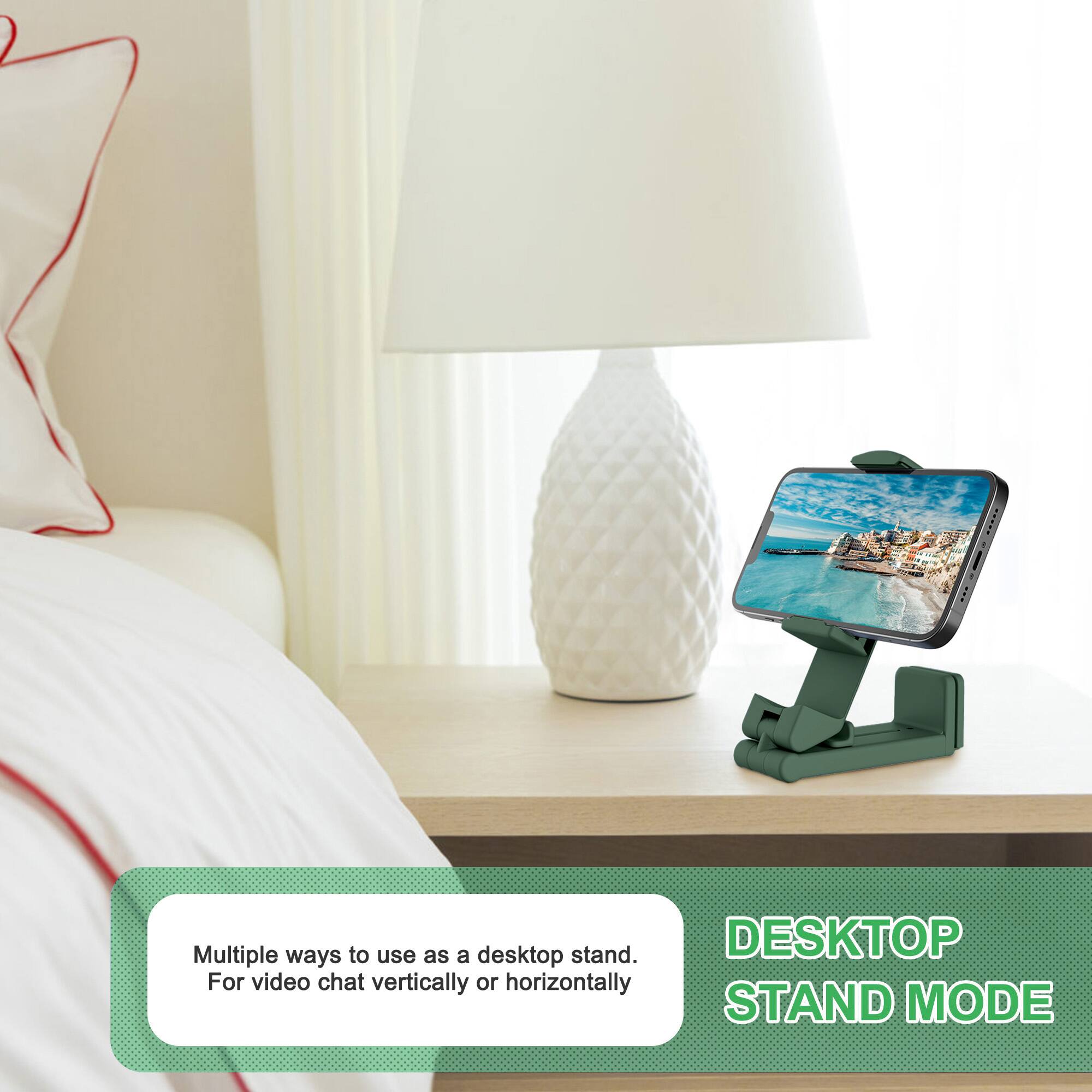 Multiple ways to use as a desktop stand.  
For video chat vertically or horizontally  

DESKTOP STAND MODE
